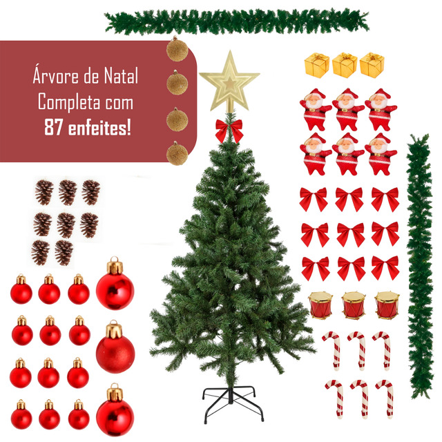 Arvore De Natal Completa Decorada 150cm Verde Premium Verde Sidequest