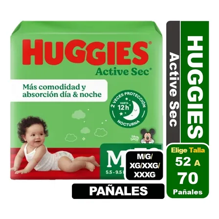 Pañales Huggies Active Sec Maleta Grande Elige Talla