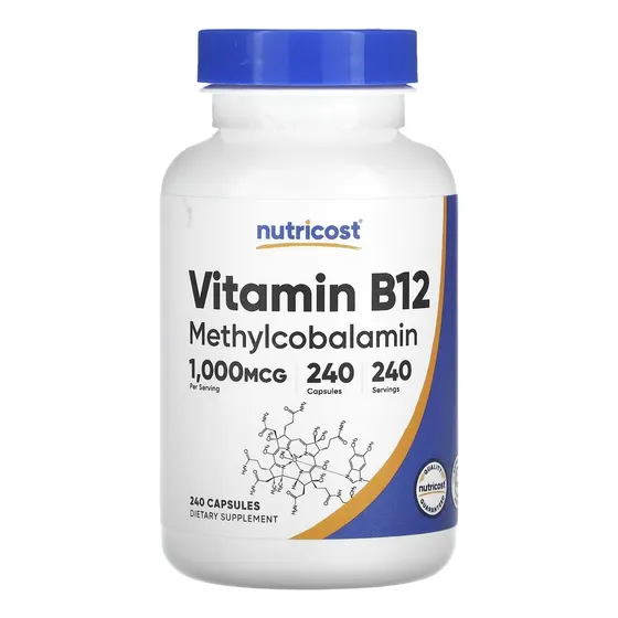 Vitamina B12 Metilcobalamina 1000 Mcg 240 Cápsulas Nutricost Sabor Sem Sabor