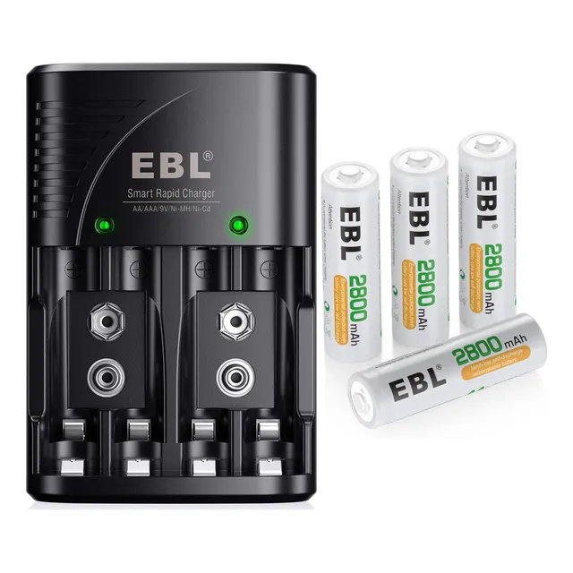 Batería Pilas Aa Recargable + Cargador Inteligente Aa Aaa 9v