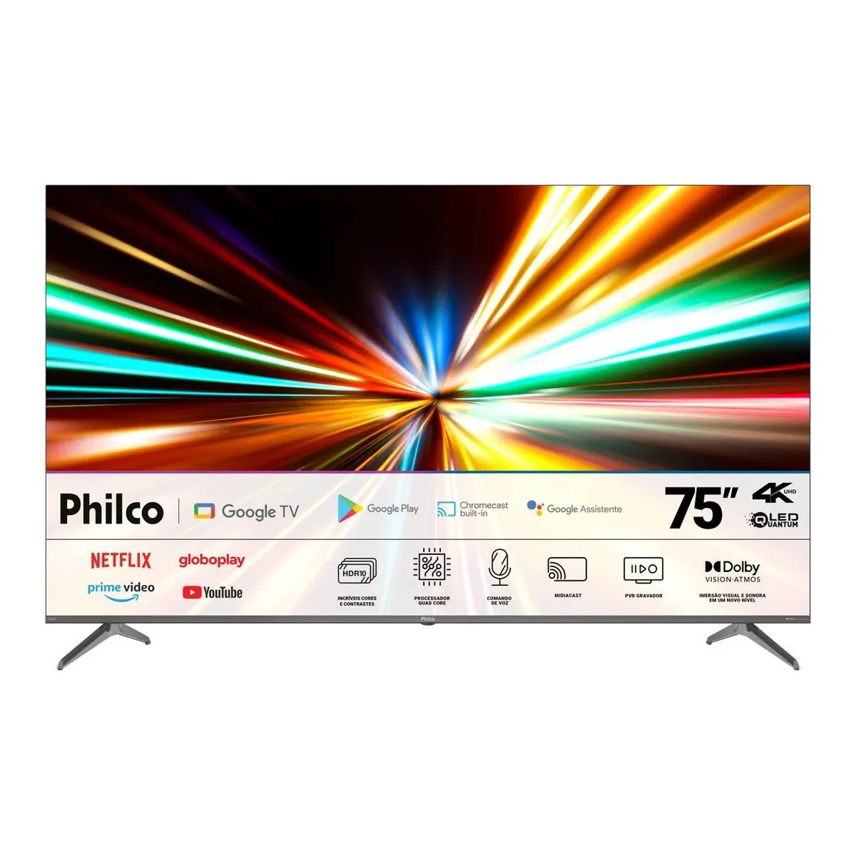 Smart TV Philco 75" P75CGA QLED 4K Google TV Dolby Vision WiFi Bluetooth HDR10 Smart TV Philco 75" P75CGA QLED 4K Google TV Dolby Vision WiFi Bluetooth HDR10