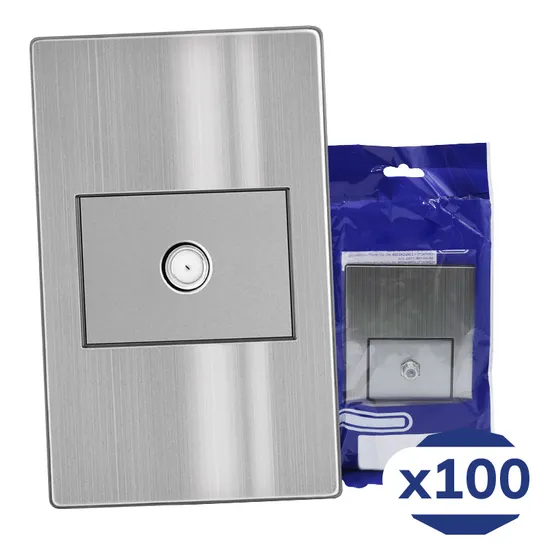 Placa Contacto Televisión Acero Inoxidable Gris 77x124mm Artlite Apl-110 Paquete 100 Piezas