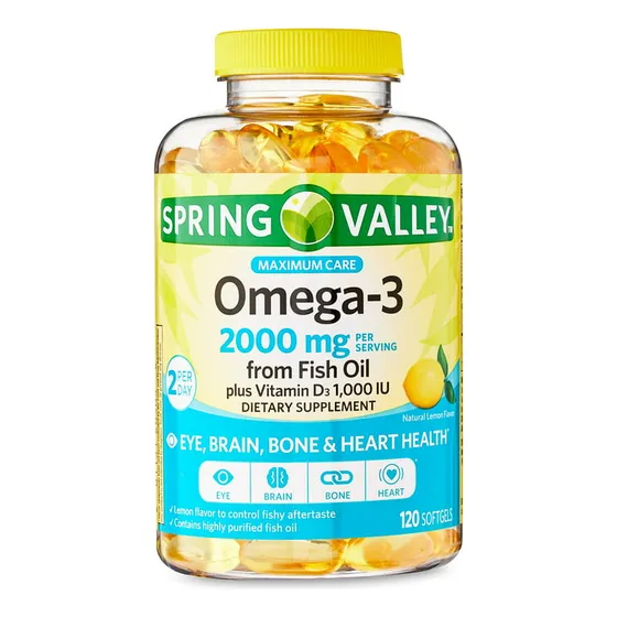 Spring Valley Omega-3 2000mg Plus Vitamina D3 120 Caspulas 