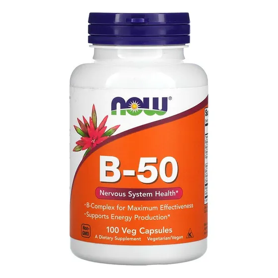 Now Foods Vitamina B-50 Producción Energía 100 Vegcaps Sabor Sin Sabor