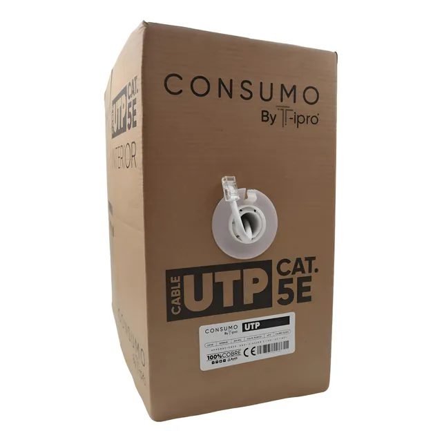 Cable De Red Utp Cat 5e 100% Cobre 305 Metros  Caja T-ipro