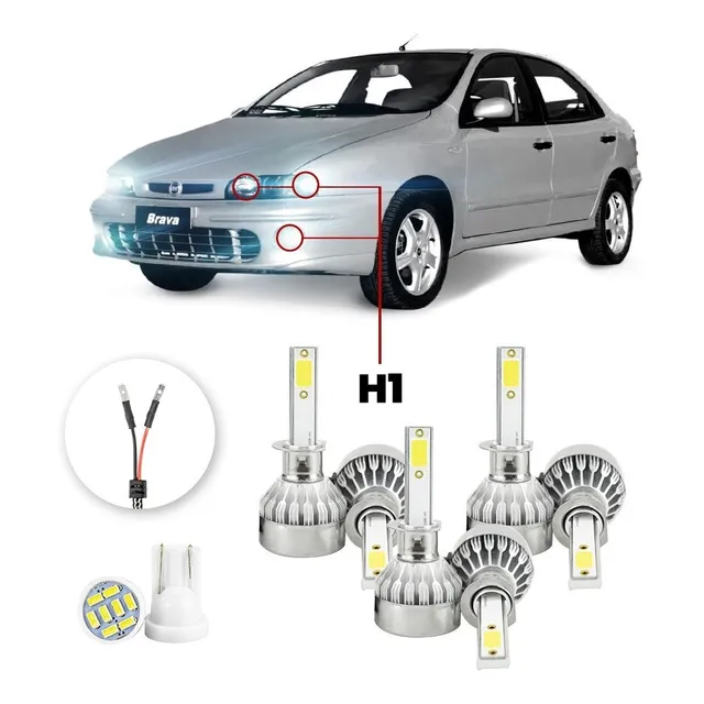Kit Lampadas Led Fiat Brava 1999 A 2003 H1 H1 H1 20000lm