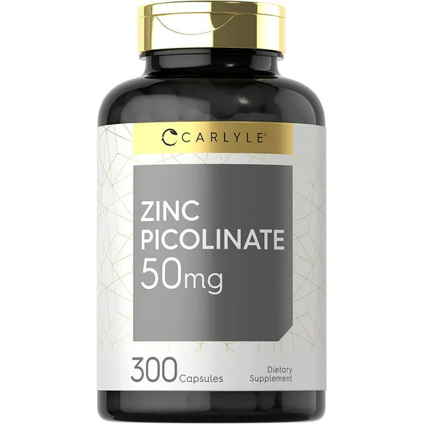Zinc Picolitato 50mg 300 Capsulas Carlyle Sabor Natural