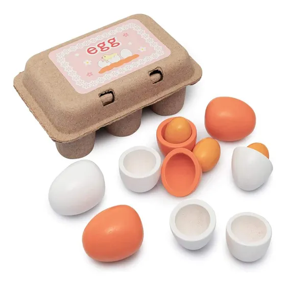 Caja De Huevos Madera 6 Unidades Juguete Didáctico