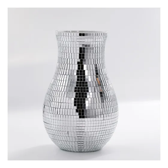 Florero Cristal Mosaico Espejo Discoteca Silve Ilumina
