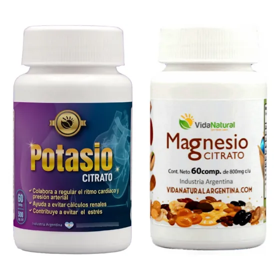 Magnesio Y Potasio Citrato 60 Comprimidos Estrés Calambres
