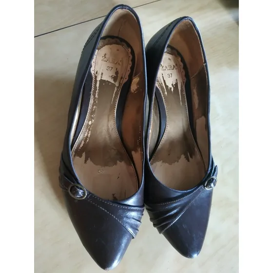 Zapatos Zara Cuero Chocolate  37