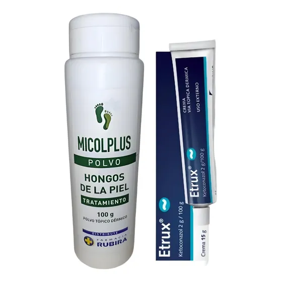 Pack Tratamiento Hongos En Piel Antimicotico Polvo Y Crema