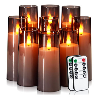 Juego De 9 Velas Led Grises Sin Llama Con Control Remoto Juego De 9 Velas Led Grises Sin Llama Con Control Remoto