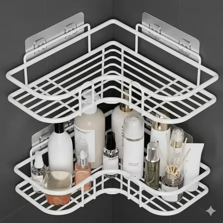 Kit 2 Suporte Parede Porta Shampoo Banheiro Prateleira Inox Branco