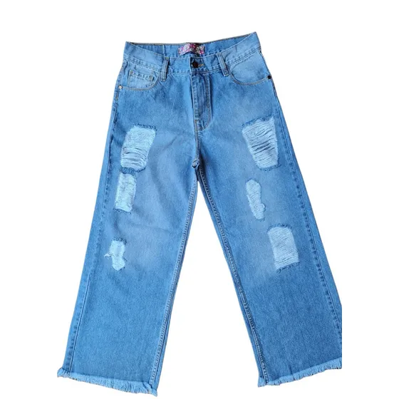 Jean Culote Con Flecos 