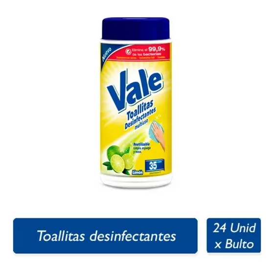 Toallitas Desinfectantes Multiuso Vale  24 Und X Bulto 