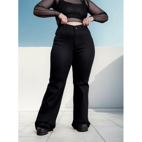 Pantalon Jean Oxford Negro Mujer Circe Xl Talles Grandes