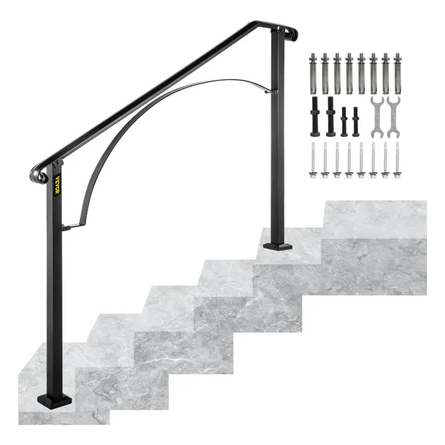 Vevor Barandal De Pasamanos De Escaleras 4 O 5 Pasos De Arco Color Negro