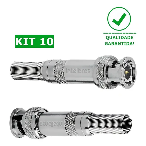 Conector Intelbras BNC Macho Con Mola kit 10 unidades