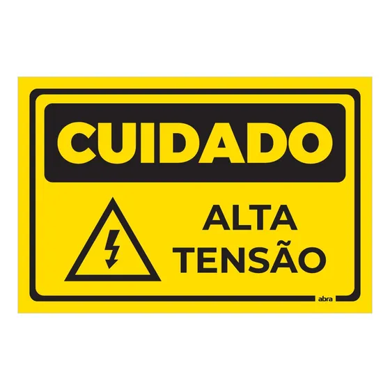 Placa De Sinalização Cuidado Alta Tensão Pvc 30x20 Cm
