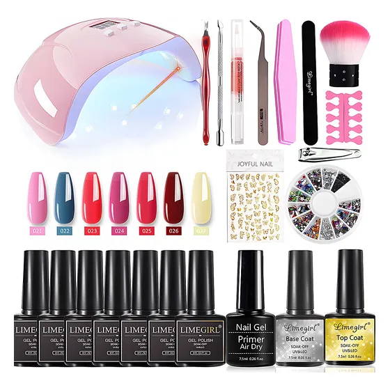 Kit De Lámpara De Uñas Uv Led Con Gel Y Pegatinas Para Uñas