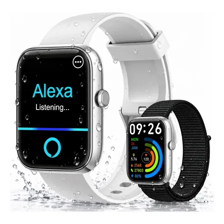 Relógio Inteligente Smartwatch Alexa Chamadas NOVANTE Masculino Feminino Esportivo Ip68 Bluetooth Notificações Instantâneas Tela Hd 1.83 300mAh 10Dias Monitor Cardíaco Spo2 Sono Ecg Pagamento Offline