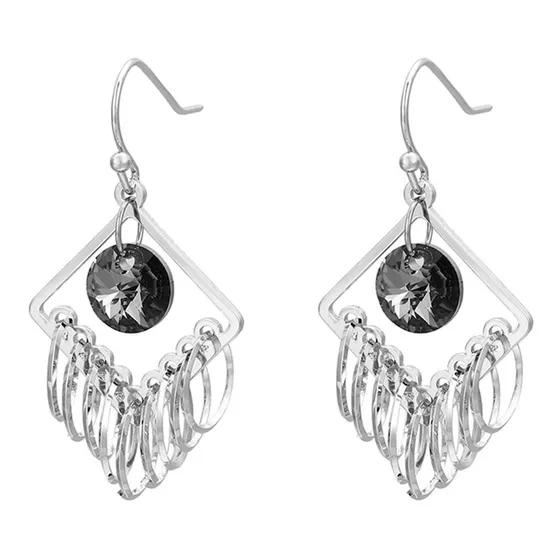 Aretes Pendiente Cristal Swarovki Rombo Aros 9 Aros Premium