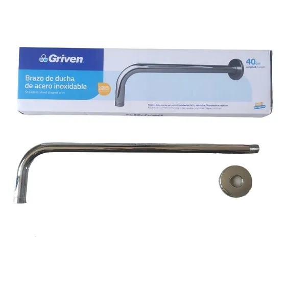 Brazo Para Ducha De 40 Cm Acero Inoxidable Griven 