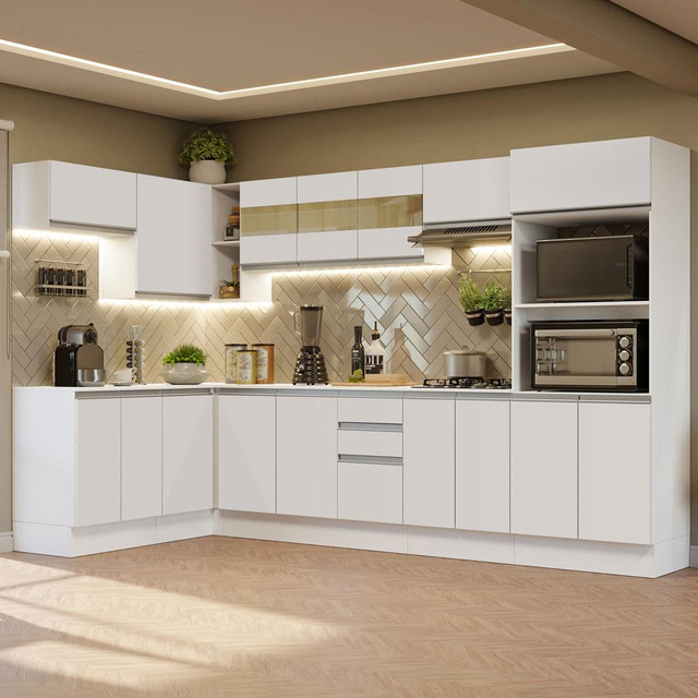 Armário Cozinha Completa 100% Mdf 447cm Smart Madesa 02 Armário Cozinha Completa 100% Mdf 447cm Smart Madesa 02