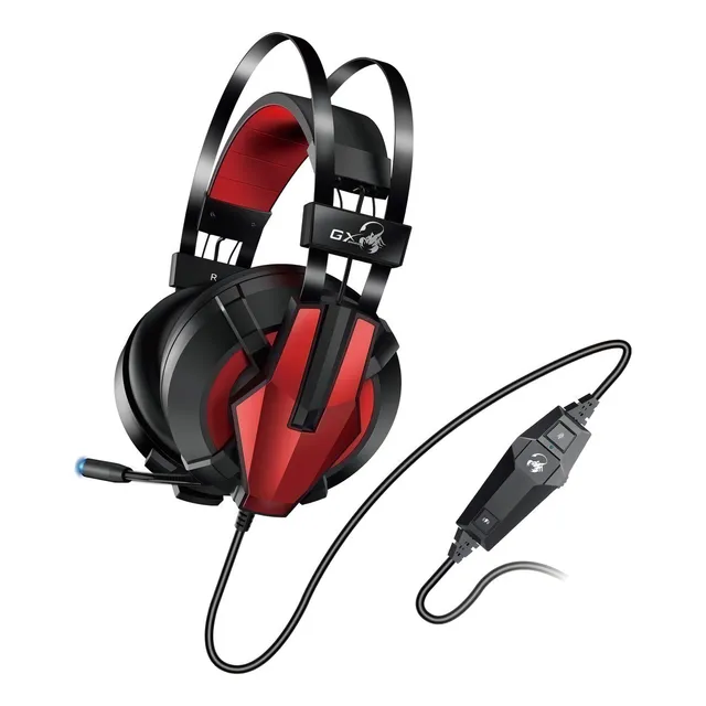 Auriculares Gamer Genius 7.1 Usb Con Microfono Diginet Color Negro Luz Blanco