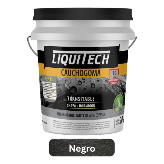 Membrana Cauchogoma Impermeabilizante P/ Techos Negro 20kg Negro Mate