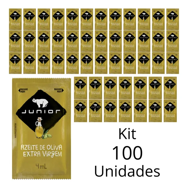 Kit 100 Un Azeite De Oliva Junior Sachê De 4ml Para Salada