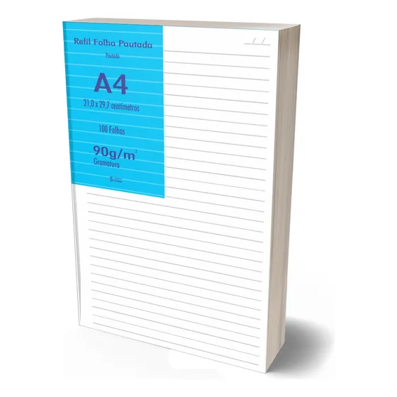 Papel A4 Offset Branco 90g Pautado 100 Folhas 21x29,7cm A4
