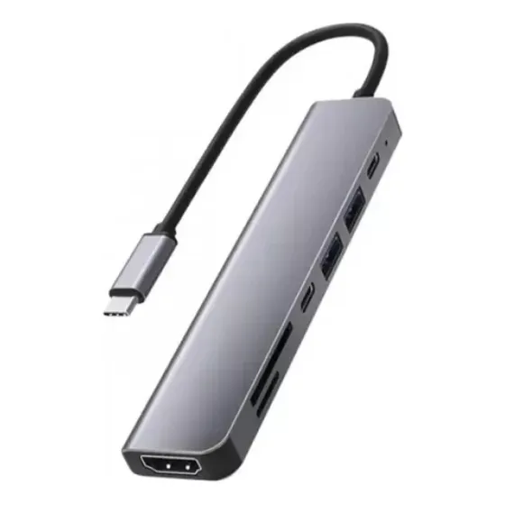 Adaptador Hub Type-c 7 Usb 3.0 Hdmi Micro Sd Windows Mac Os