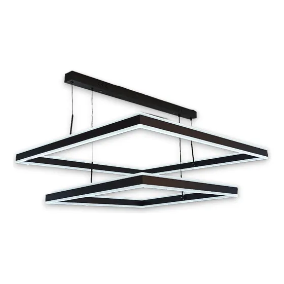 Lámpara Led Colgante Moderna Negra Dos Cuadros,sala (col123)