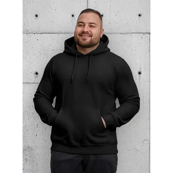 Moletom Canguru Com Capuz Plus Size Masculino Flanelado Liso