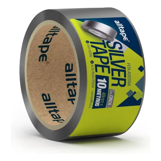 Fita Silver Tape Cinza 48mm X 10m - 1 Rolo - Alltape Cor Prateado