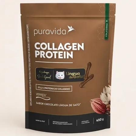 Collagen Protein Puravida Língua de Gato 450g