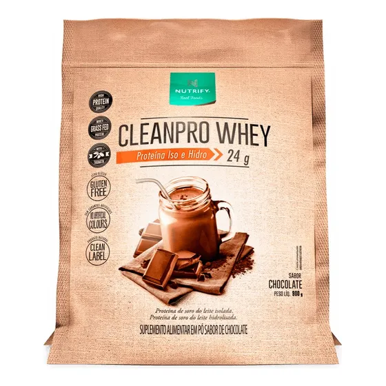Proteína CleanPro Whey Nutrify Chocolate 900g Pouch
