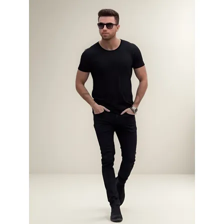 Jeans Hombre Negro Liso, Pitillo, Ajustado, Envío Gratis