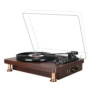 Tocadiscos De Vinilo Discos Tornamesa Vintage Con Bluetooth Marrón