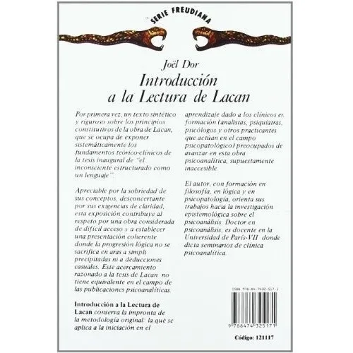 Introduccion A La Lectura De Lacan - Dor, Joel, De Dor, Joël. Editorial Gedisa En Español