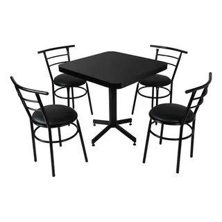 Mesa Con Sillas Para Restaurante Bar Cafetería Comedor Color Negro/negro Liso