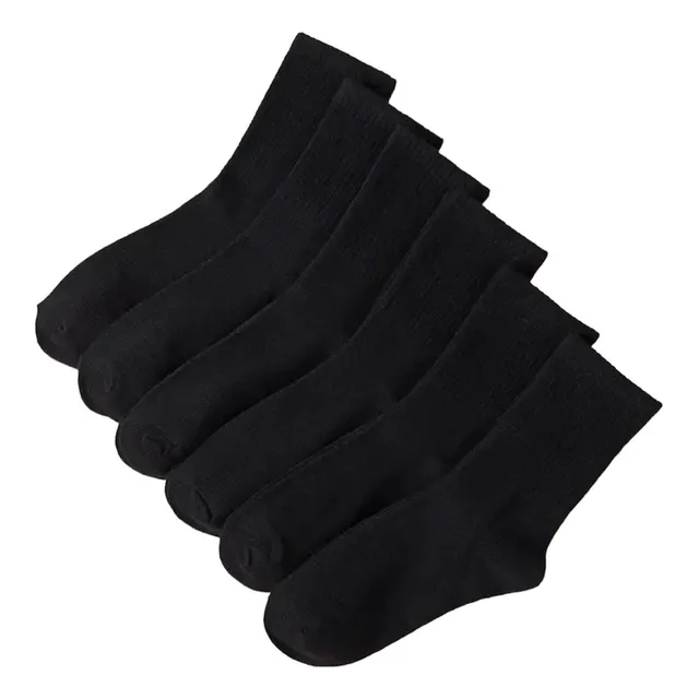 Pack 12 Pares Calcetines Largos Negros Lisos De Bamboo
