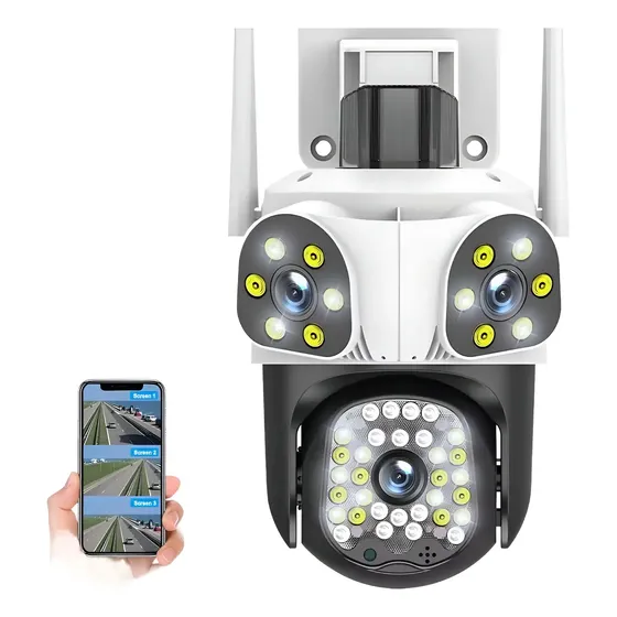 Cámara Seguridad Exterior Inalámbrica Triple Lente (3 X 2mp) Color Blanco | Cuotas sin interés