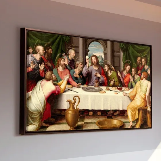 Cuadro Ultima Cena Con Nombres Apóstoles Grande, 140x90cm