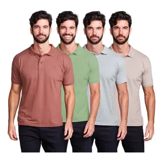 Kit 4 Camisas Masculinas Polo Piquet Casual Elegance Kit 4 Camisas Masculinas Polo Piquet Casual Elegance