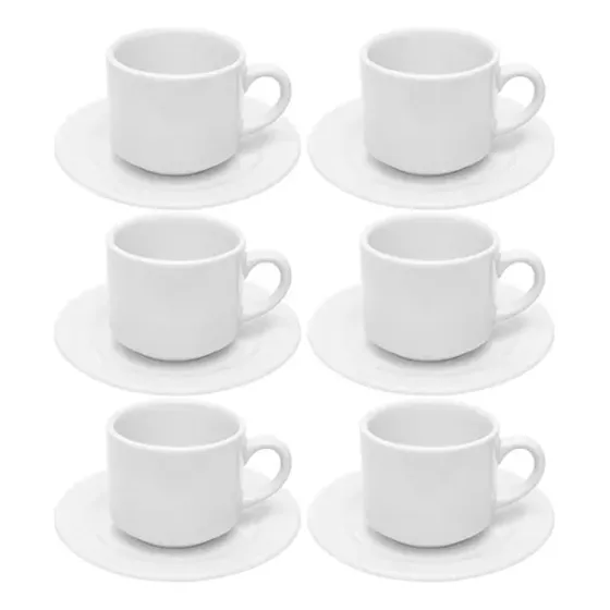 4 Xícaras 180ml Com Pires Para Sublimação Resinada Sublime