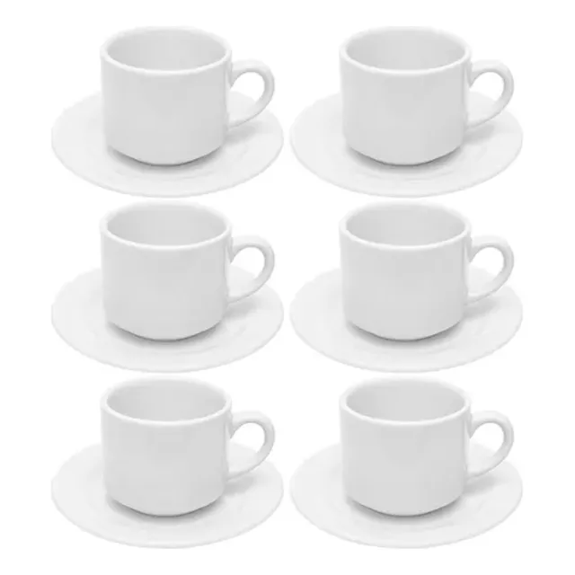 4 Xícaras 180ml Com Pires Para Sublimação Resinada Sublime