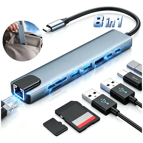 Hub Usb-c 8 Em 1 Usb 3.0 Hdmi 4k Ethernet